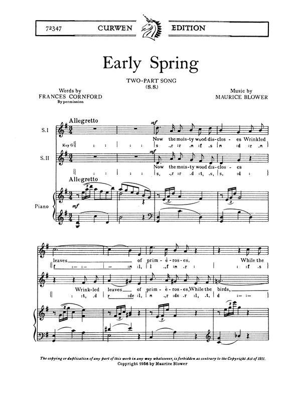 Blower, M Early Spring 2pt/Piano