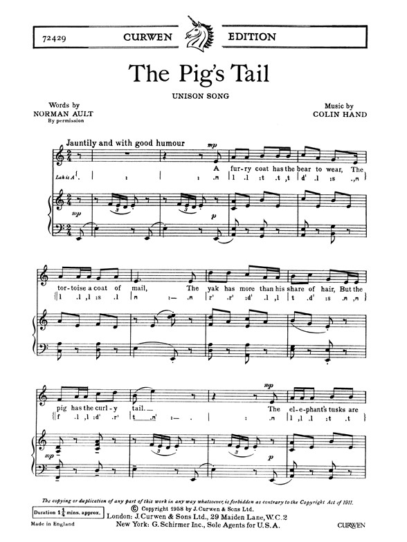 Hand, C The Pig's Tail Unison