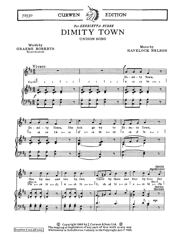 Nelson, H Dimity Town Unison/Piano
