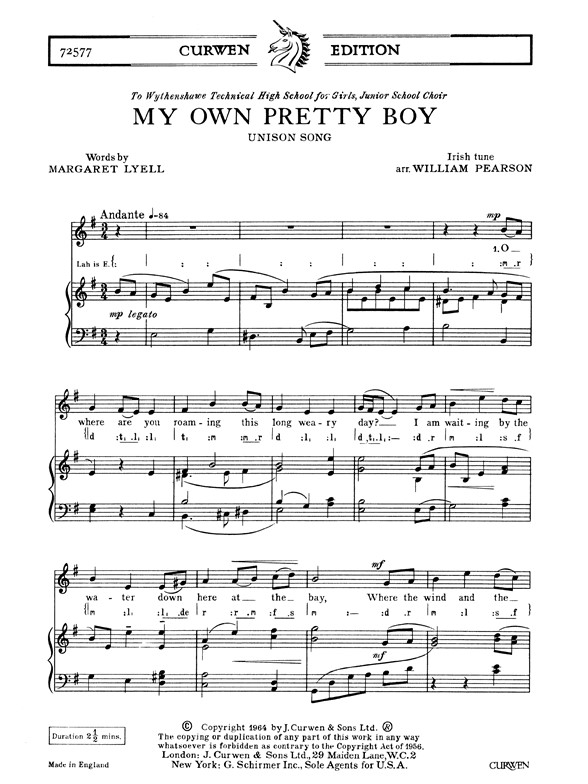 Pearson My Own Own Pretty Boy Unison