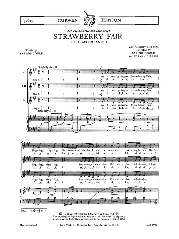 Baring-gould Strawberry Fair Ssa/Piano