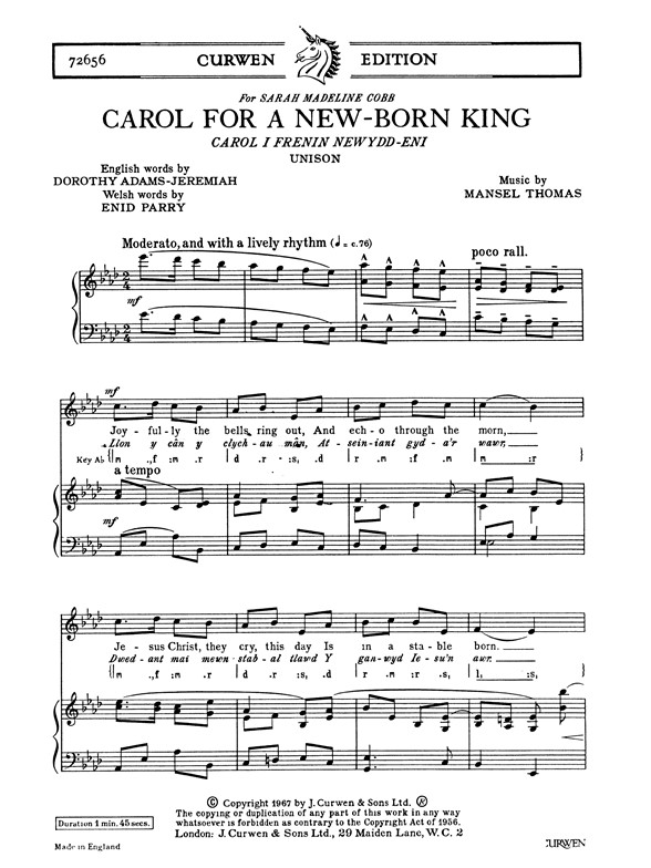 Thomas Carol New Born King Unison