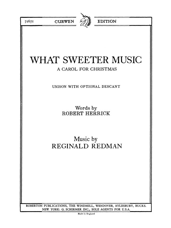 Redman, R What Sweeter Music Unison/Piano