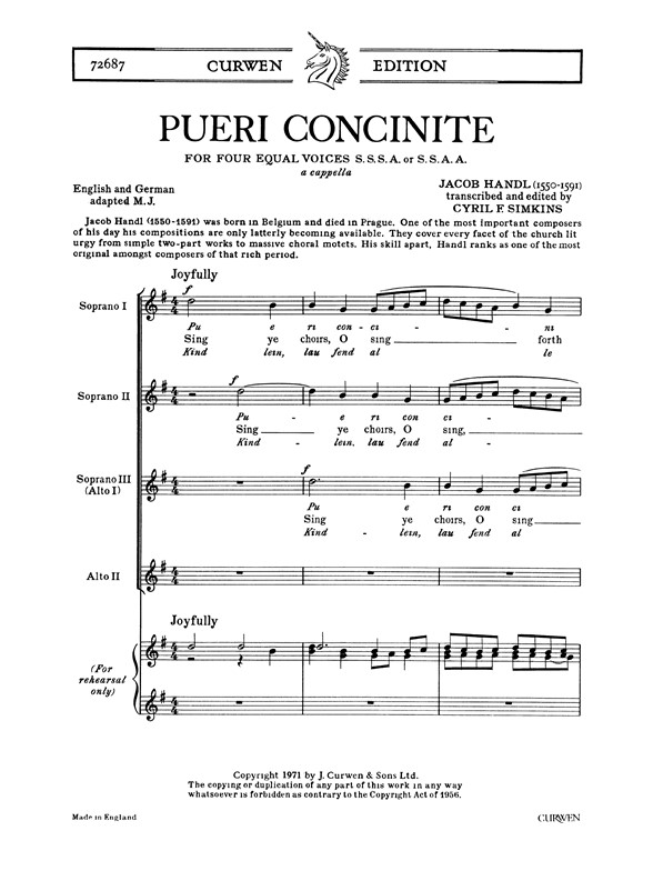 Handl, J Pueri Concinite Sssa