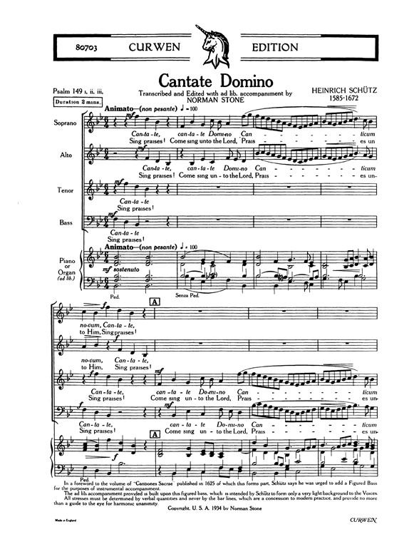 Heinrich Schutz: Cantate Domino