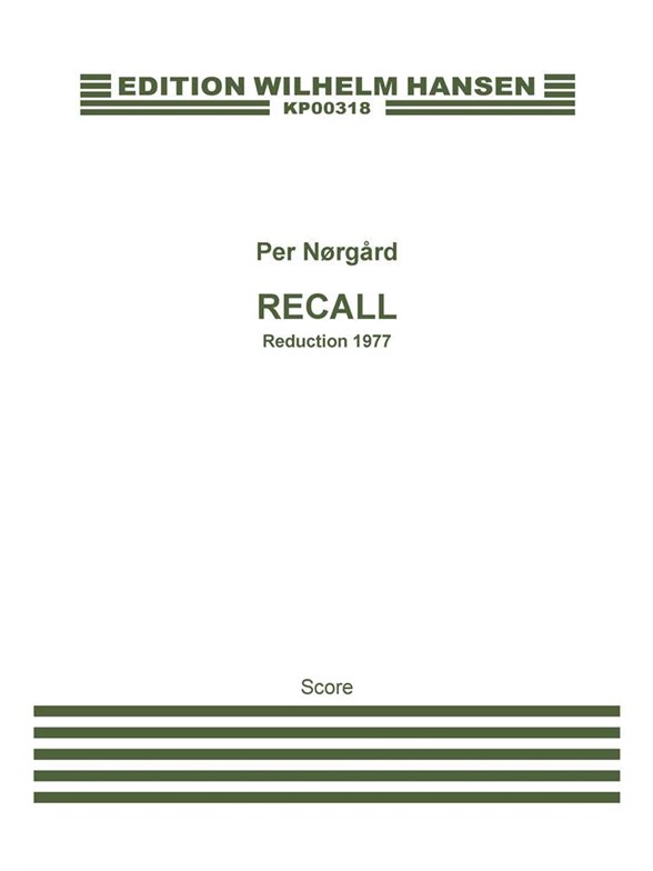 Per Nørgård: 'Recall' Concerto For Accordion And Orchestra (Score)