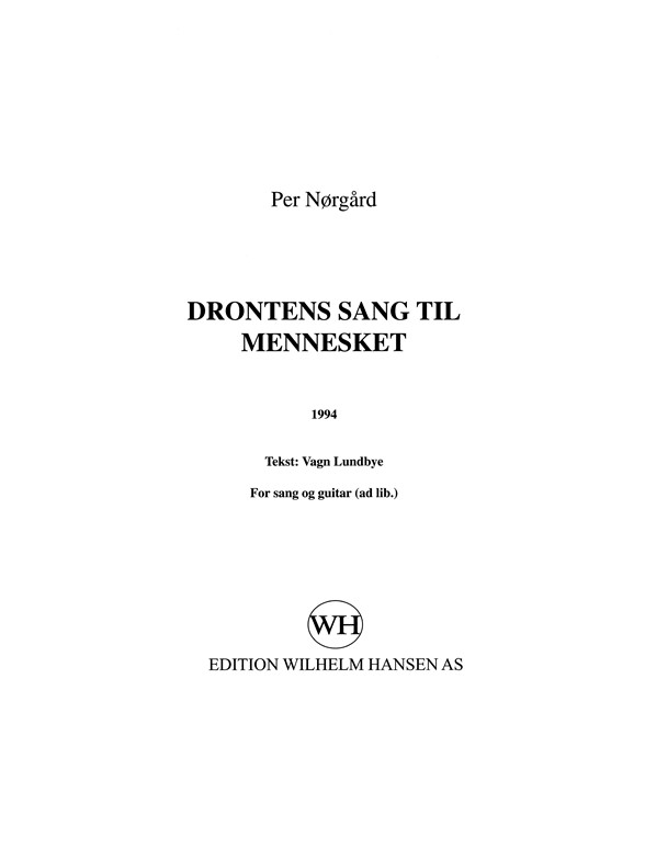 Norgard Drontens Sang Til Mennesket
