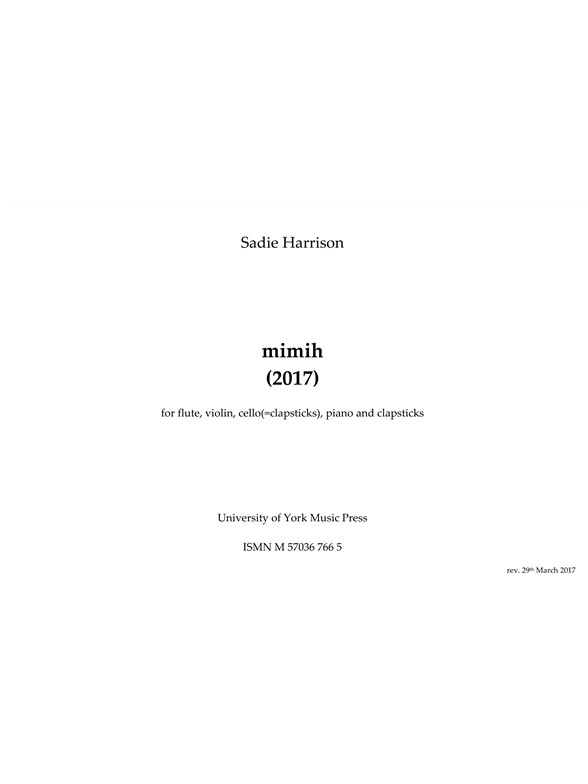 Sadie Harrison: Mimih - Full Score