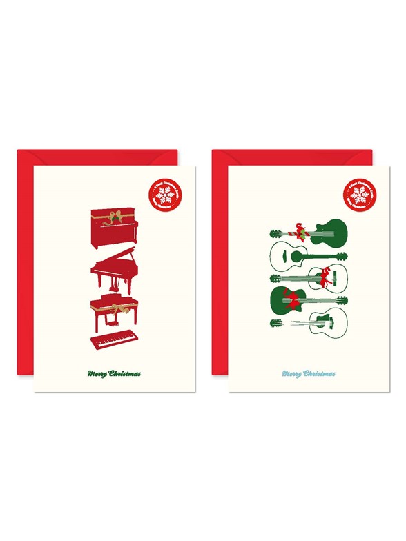 My World Xmas Card - Pack Of 6 - Guitar/Piano
