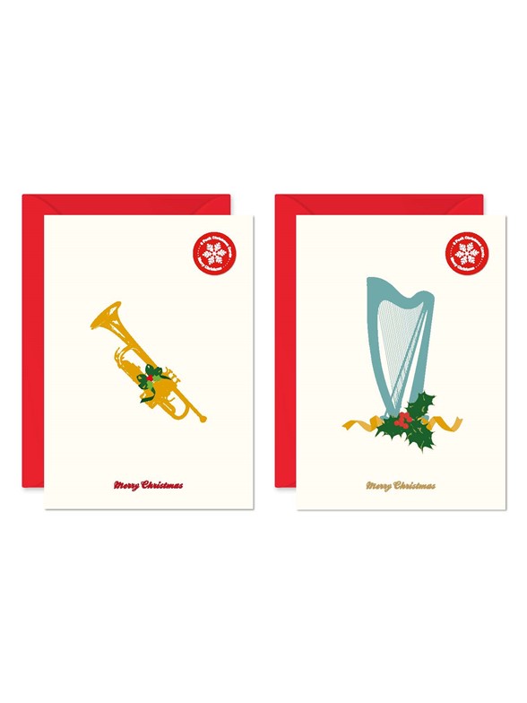 My World Xmas Card - Pack Of 6 - Harp/Trumpet