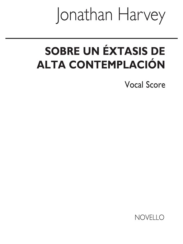 Jonathan Harvey: Sobre Un Extasis De Alta (Vocal Score)