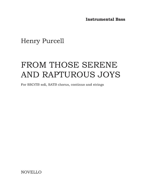 Henry Purcell: From Those Serene Rapturous Joys (Parts)