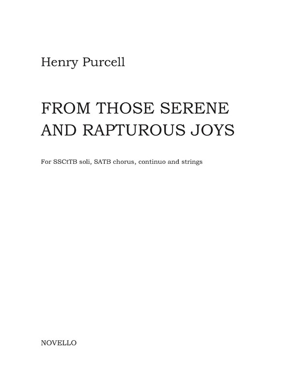 Henry Purcell: From Those Serene And Rapturous Joys (Full Score)