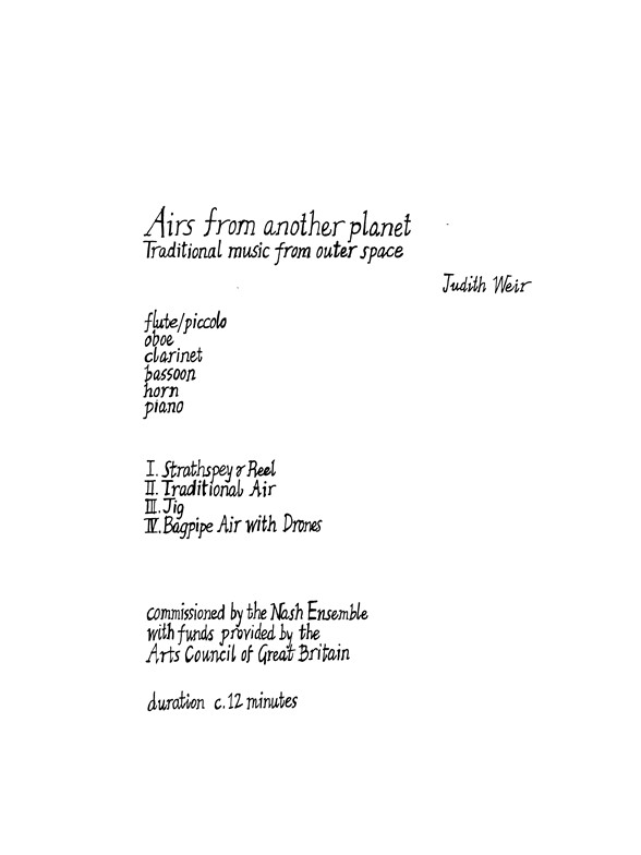 Judith Weir: Airs From Another Planet (Parts)