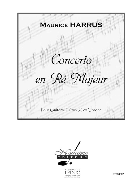 Harrus Concerto In D Major Op 75 Guitar 2 Flutes & Strings Score/Parts