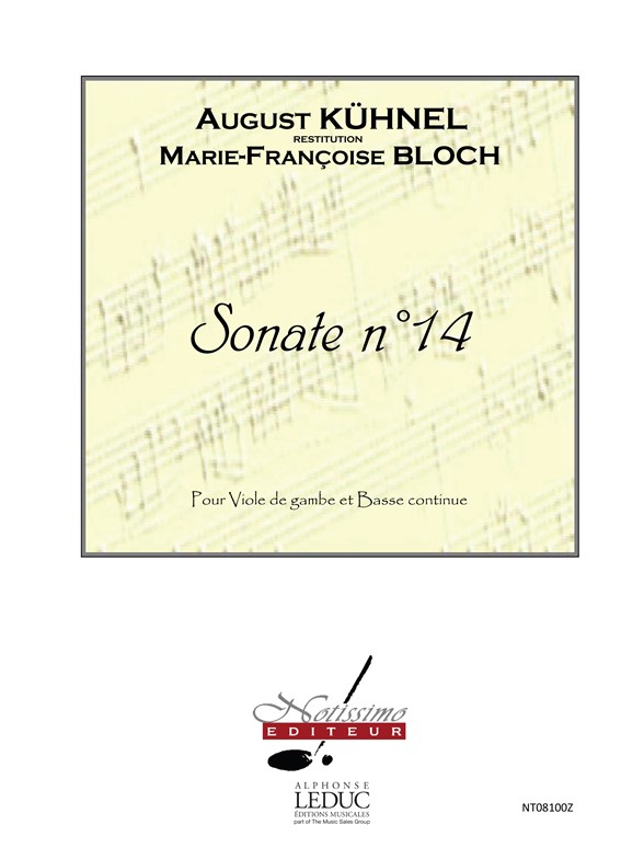 Kuhnel Bloch Sonate No.14 Viola Da Gamba & Basso Continuo Book