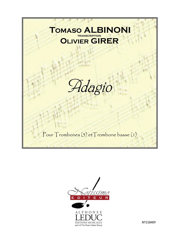Albinoni Tomaso Girer Adagio 3 Trombones & Bass Trombone Score/Parts