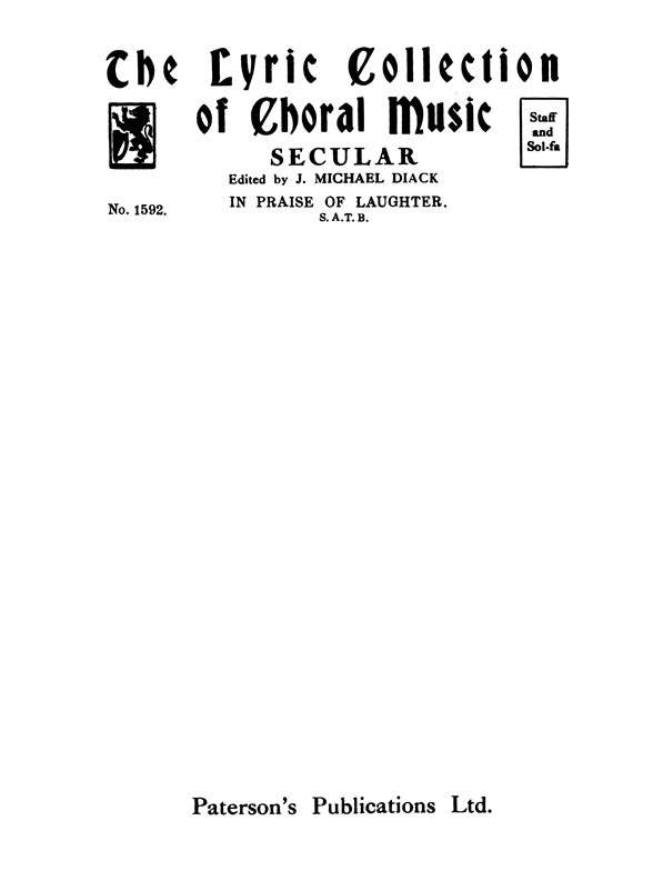 Handel In Praise Of Laughter Satb
