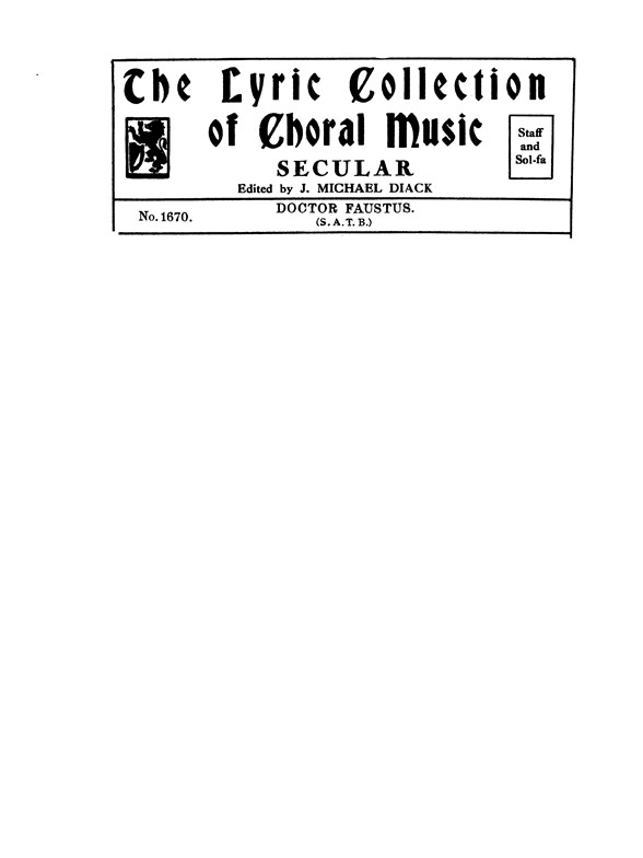 Diack Dr Faustus Satb