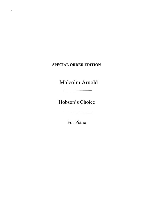 Malcolm Arnold: Hobson's Choice (Piano Score)