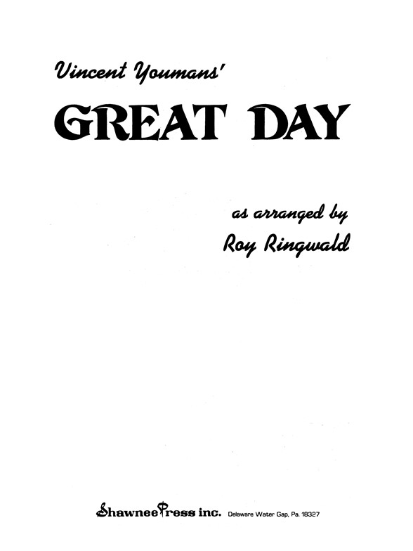 Vincent Youman: Great Day (SSA)