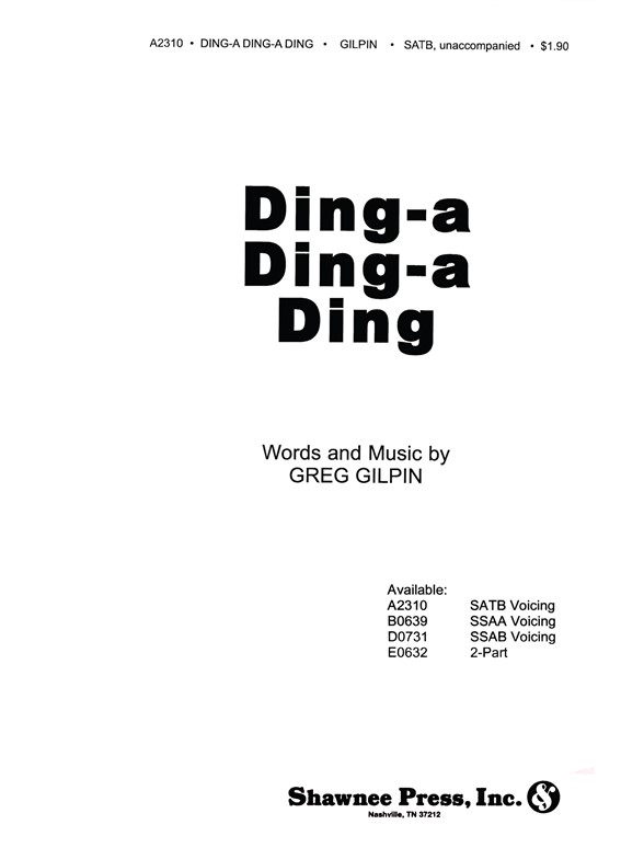 GILPIN DING A DING A DING (SATB, UNACCOMPANIED) CHRISTMAS