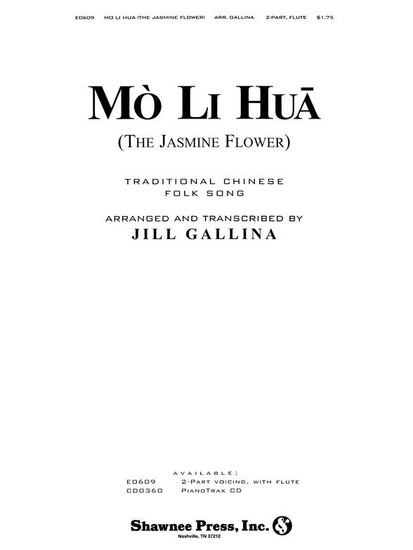 GALLINA MO LI HUA (THE JASMINE FLOWER) 2 PART, FLUTE
