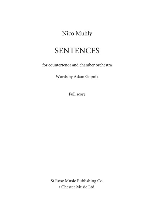 Nico Muhly: Sentences (Full Score)