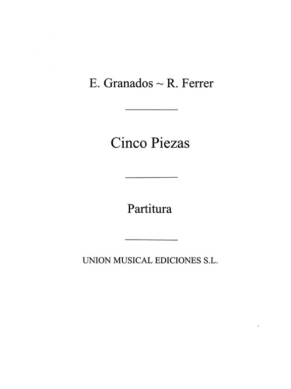 Granados: Cinco Piezas Cantos Populares Score (Ferrer) for Orchestra
