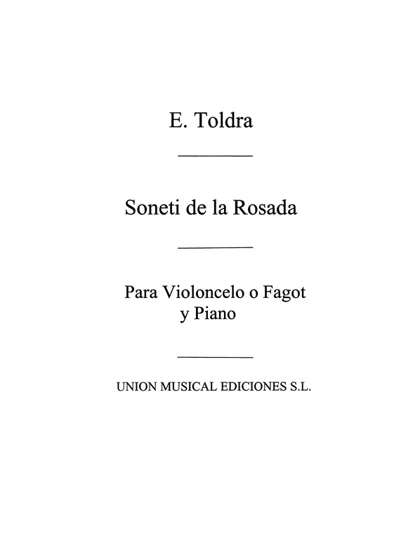 Toldra: Soneti De La Rosada (Amaz) for Cello and Piano