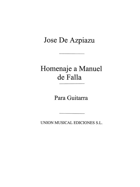 Azpiazu: Homenaje A Manuel De Falla for