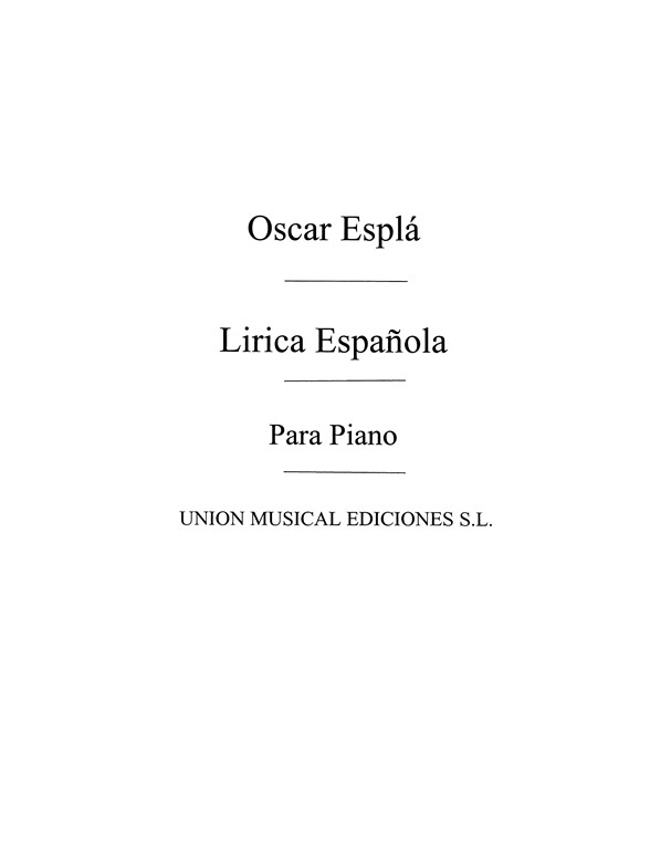 Espla Lirica Espanola Vol.1 Piano