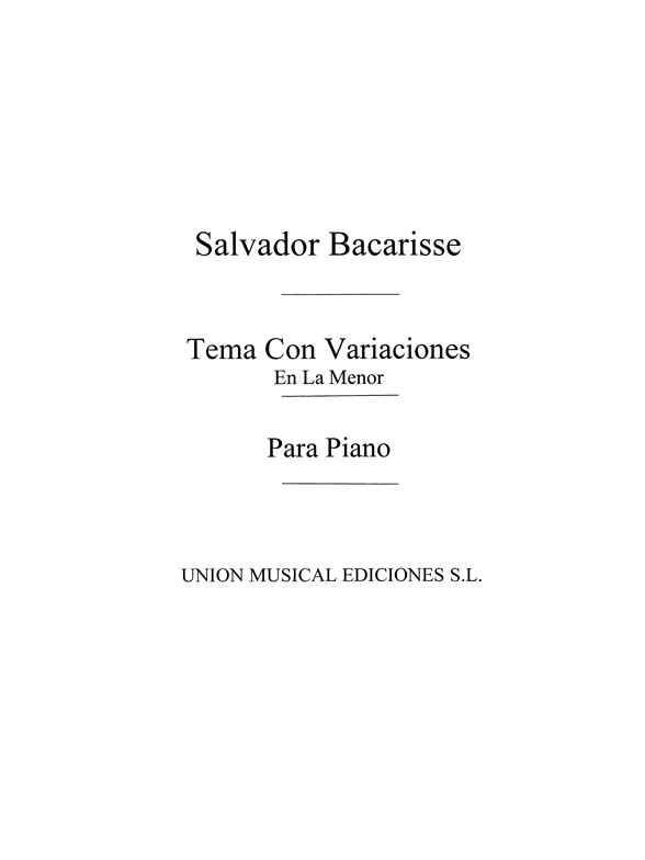 Bacarisse: Tema Con Variaciones En La Menor A Minor for Piano