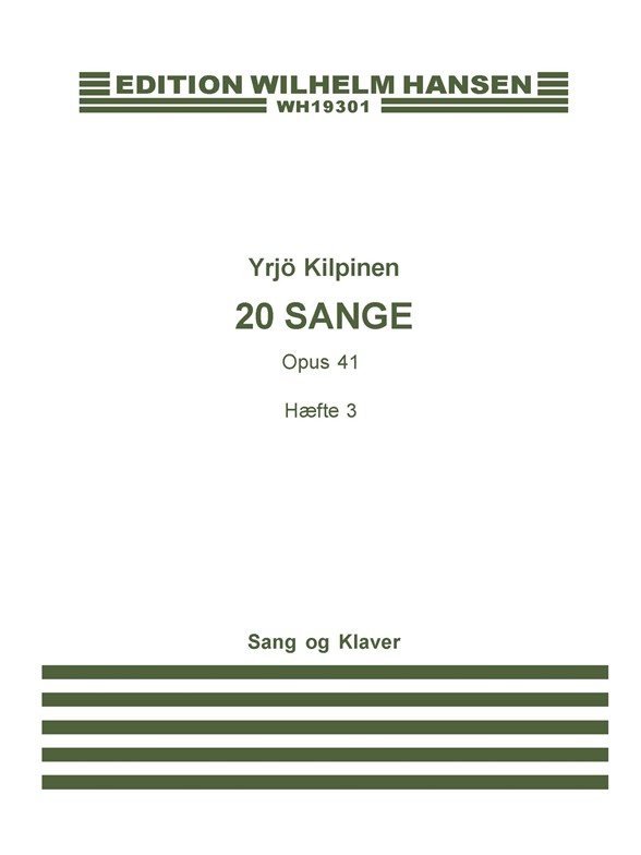 Kilpinen 20 Sange Bk 3 Op 41 Vce/Pf