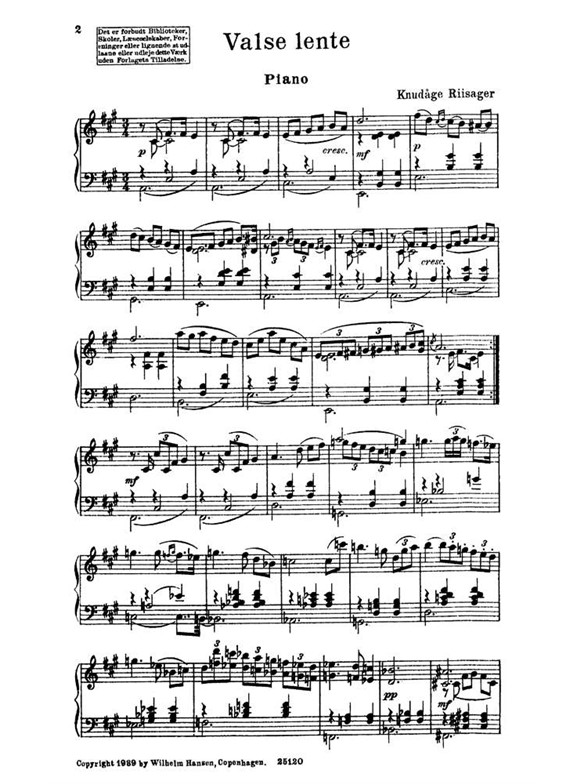 Knudåge Riisager: Valse Lente (Score And Parts)
