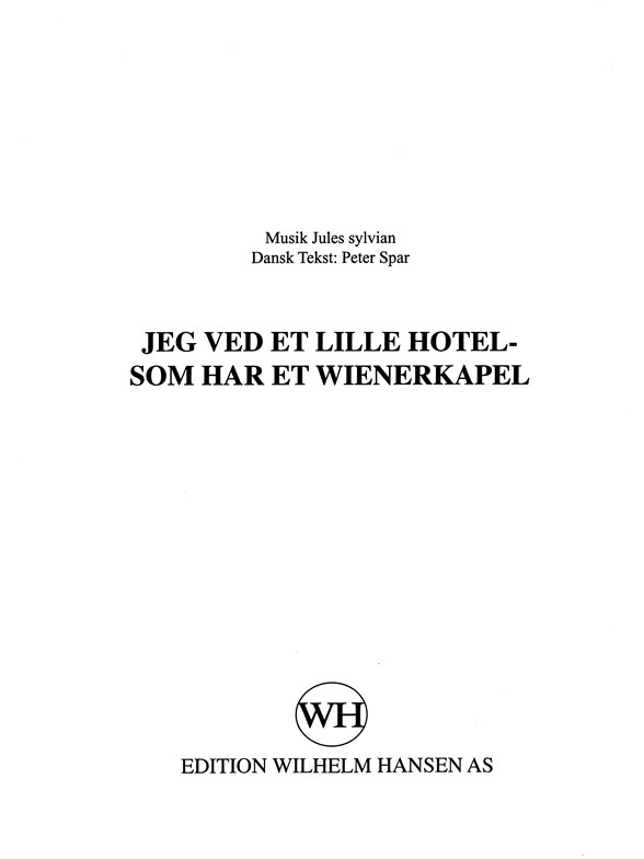 Jeg Ved Et Lille Hotel (Score/Parts)