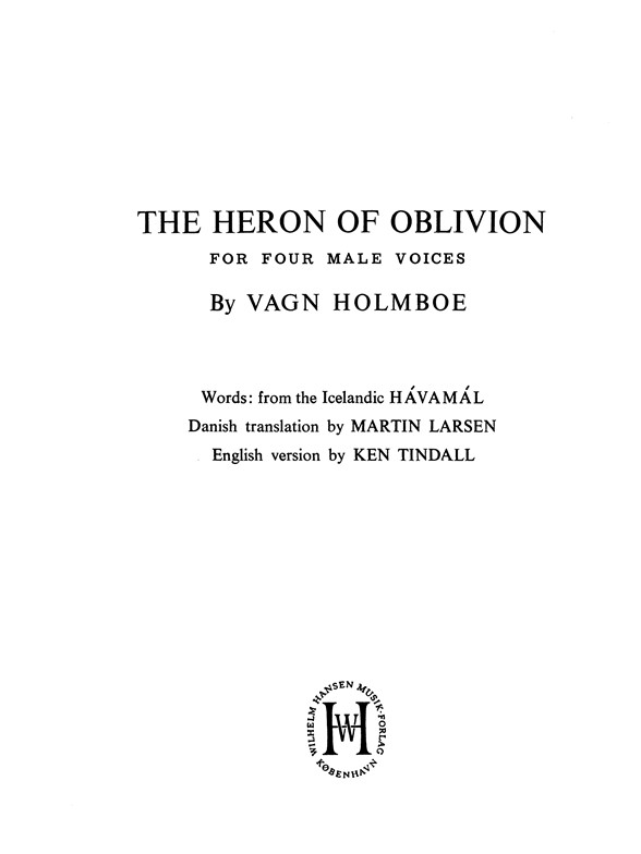 Vagn Holmboe: The Heron Of Oblivion