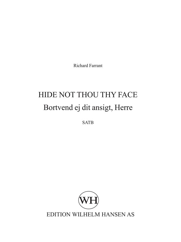 HIDE NOT THOU THY FACE FSL520