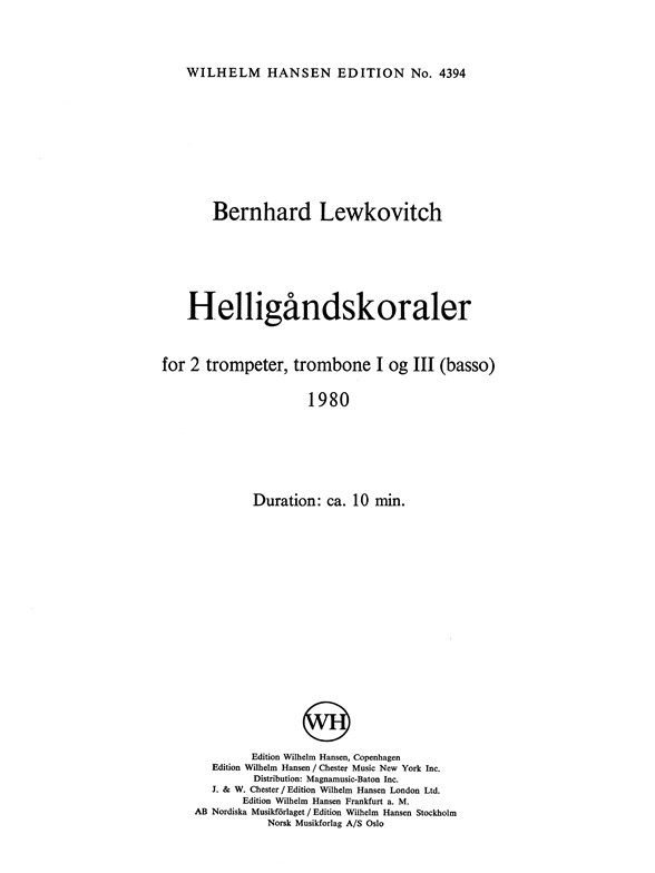 Lewkovitch Holy Ghost Chorales Pl Sc