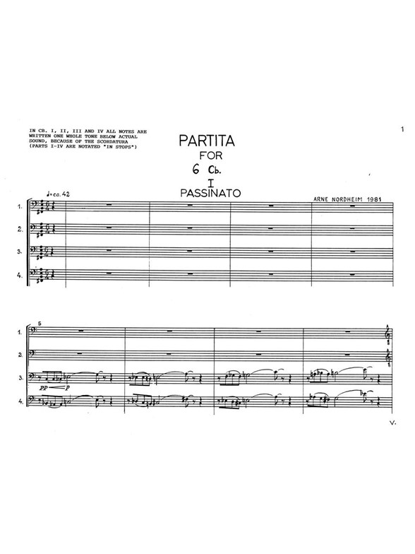 ARNE NORDHEIM PARTITA FOR SIX DOUBLEBASSES PTS