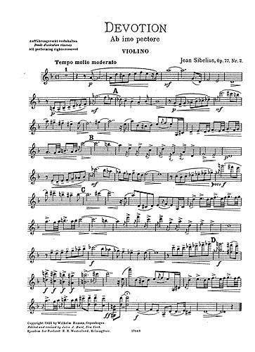 Jean Sibelius: Devotion Op.77 No.2 (Violin and Piano)