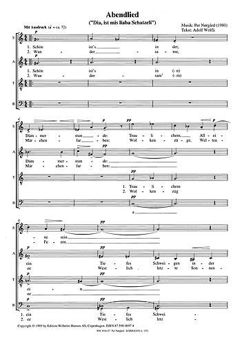 Per Nørgård: Abendlied (Zwei Wolfli Lieder)