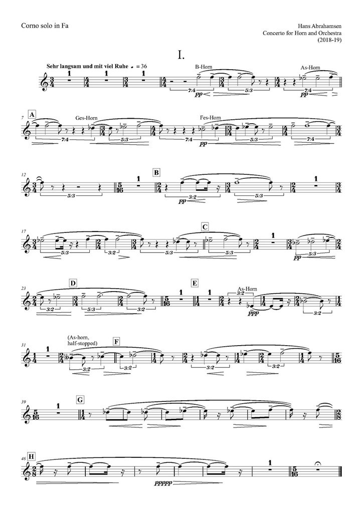 Concerto For Horn And Orchestra : Solo horn part