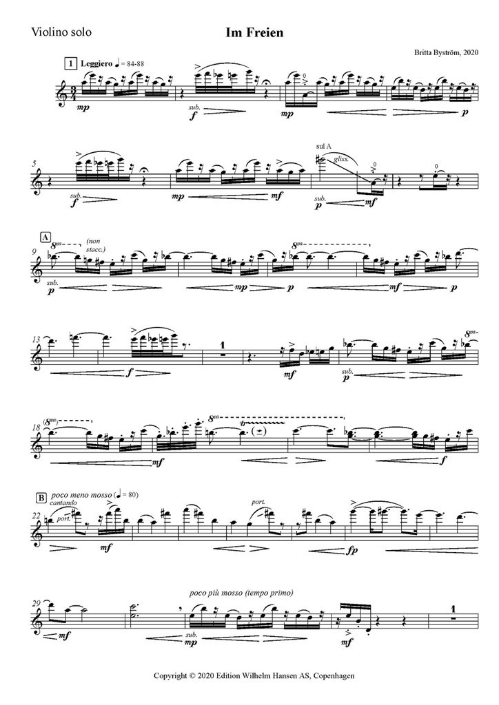 Im Freien : Violin solo part