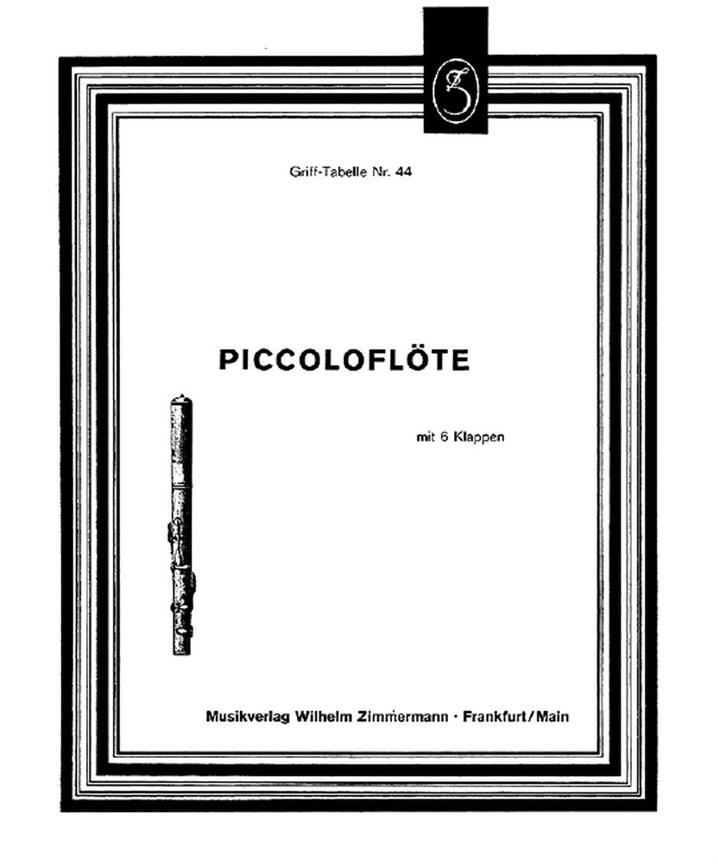 Grifftabelle Fr Piccoloflte (6 Klapp