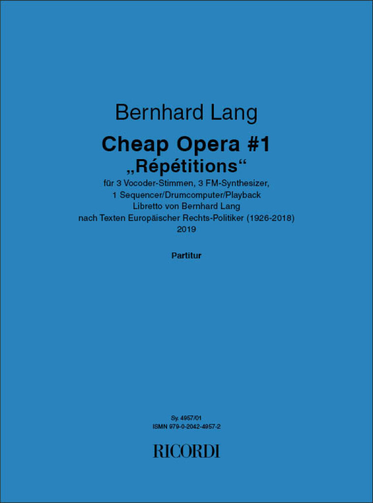 Cheap Opera #1 : "Répétitions"